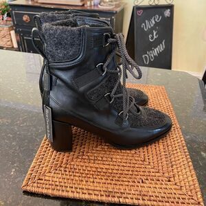 NEW SZ 41 Napoleoni Black Leather Ankle Boots